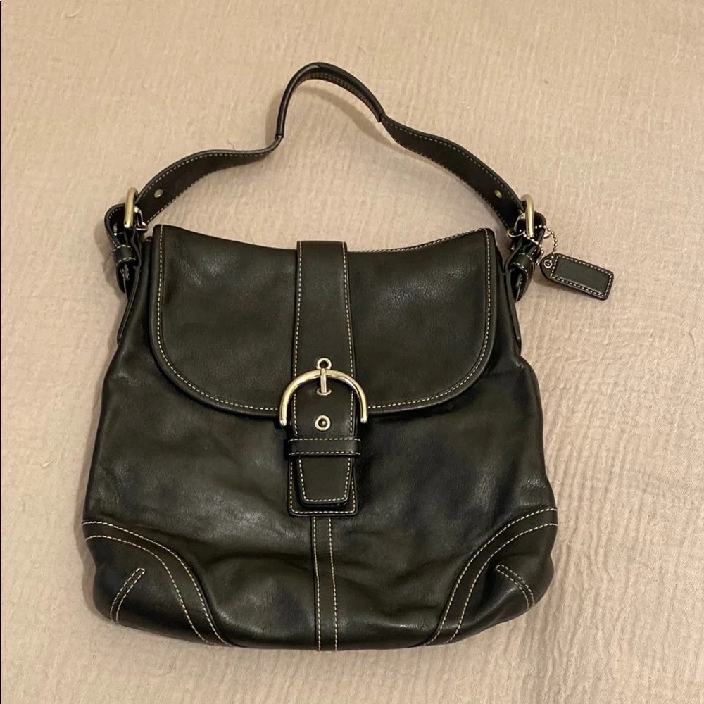 Coach Vintyge Elegant Black Leather Shoulder Bag No H04Da9480